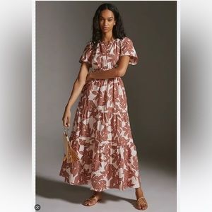 Maeve Somerset maxi by Anthropologie in light pink and brown